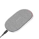 Powerup Stay Charged 15W USB High Speed Dual Coil Fast Wireless Charger Pad for All Qi-Enabled Devices, Cellular Phones - Grey