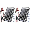 POWOXI 15W 12V Solar Battery Charger Trickle Maintainer Kit for Car (Pack of 2)