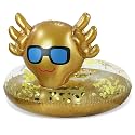 POZA Inflatable Axolotl Pool Float Tube - Sparkly Confetti-Filled Swim Lounger Float, UV-Resistant Vinyl for Beach or Lake, Animal Swim Ring for Kids and Adults