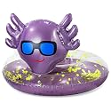 POZA Inflatable Axolotl Pool Float Tube - Sparkly Confetti-Filled Swim Lounger Float, UV-Resistant Vinyl for Beach or Lake, Animal Swim Ring for Kids and Adults