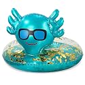 POZA Inflatable Axolotl Pool Float Tube - Sparkly Confetti-Filled Swim Lounger Float, UV-Resistant Vinyl for Beach or Lake, Animal Swim Ring for Kids and Adults