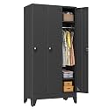 pozdeg Metal Lockers for Employees, 3 Doors Metal Storage Locker, Black