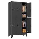 pozdeg Metal Lockers for Employees, 6 Doors Metal Storage Locker, Black