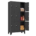pozdeg Metal Lockers for Employees, 9 Doors Metal Storage Locker, Black