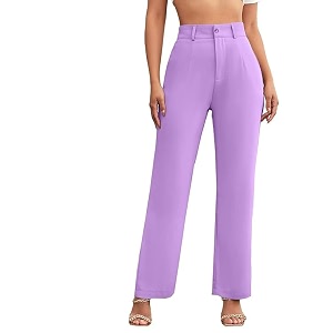 Womens Poly Cotton Trousers Pants Relaxed Fit