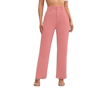 Womens Poly Cotton Trousers Pants Relaxed Fit