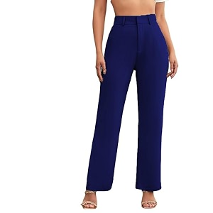 Womens Poly Cotton Trousers Pants Relaxed Fit