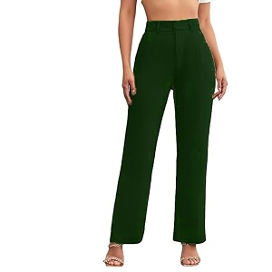 Womens Poly Cotton Trousers Pants Relaxed Fit