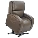 Golden Technologies PR761-MLA EZ Sleeper with Twilight Power 5 Zone Lift Chair Recliner PR-761 with Power Headrest Pillow 375 lb Weight Capacity - Brisa Shitake Ultra Leather