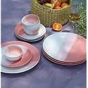 Praahi Lifestyle Ceramic Handmade Dinner Set | Shades of Pink | Serves 2 | Includes 2 Full Plates,2 Quarter Plates, 2 Small Bowls (Microwave &amp; Dishwasher Safe)