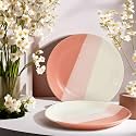 Praahi Lifestyle Ceramic Plates - Handcrafted Full Dinner Plates Set | Shades of Pink | Set of 4 Large Ceramic Plates : 10.5 inches Dia| Ideal for Diwali Gift