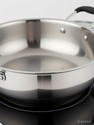 PRABHA Stainless Steel Induction Base Flat Bottom Kitchen Kadhai, Kitchen Wok, Silver Kadhai 18 cm diameter with Lid 1.6 L capacity (Stainless Steel, Induction Bottom)