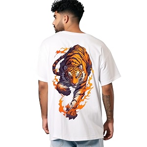 prabhu bhakti Mens Oversized Maa Tiger Printed