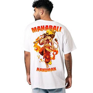 prabhu bhakti Mens Oversized Mahabali Hanuman Printed