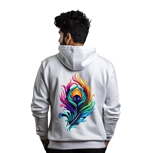 prabhu bhakti Solid White Peacock Feather Back