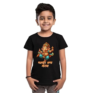 prabhu bhakti kids cotton lord ganesha printed regular tshirt for girls amp boys