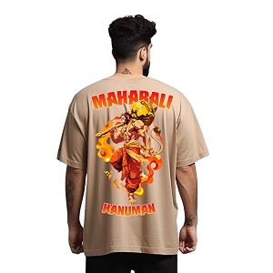 prabhu bhakti Mens Oversized Mahabali Hanuman Printed