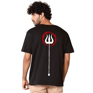 prabhu bhakti Mens Oversized Mahadev Trishul Printed