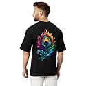 prabhu bhakti Men39s Oversized Peacock Feather Printed