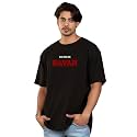 Prabhubhakti Men39s Oversized Raven Text Printed BlackT-Shirt