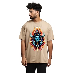 prabhu bhakti Mens Oversized Shiva Om Printed