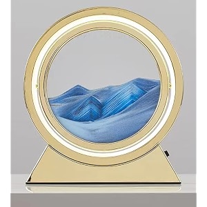 prachand moving sand art picture glass liquid painting 3d natural landscape showpieces for home decor antique gifts for kids office desktop decoration 734 golden blue lamp