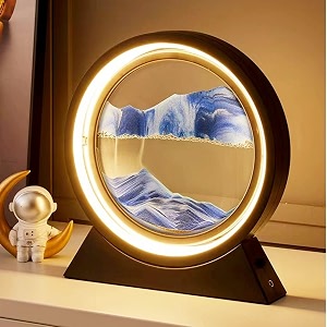 prachand moving sand art picture glass liquid painting 3d natural landscape showpieces for home decor antique gifts for kids office desktop decoration 734 golden orange lamp