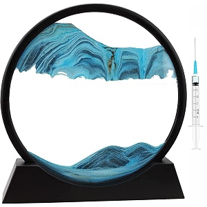 prachand moving sand art picture glass liquid painting 3d natural landscape showpieces for home decor antique gifts for kids office desktop decoration 1234 sky blue