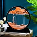 PRACHAND Moving Sand Art Picture Glass Liquid Painting 3D Natural Landscape showpieces for Home Decor Antique Gifts for Kids Office Desktop Decoration (12", Desert)