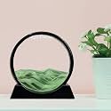 PRACHAND Moving Sand Art Picture Glass Liquid Painting 3D Natural Landscape showpieces for Home Decor Antique Gifts for Kids Office Desktop Decoration (12", Green Paradise)