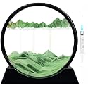 PRACHAND Moving Sand Art Picture Glass Liquid Painting 3D Natural Landscape showpieces for Home Decor Antique Gifts for Kids Office Desktop Decoration (12", Green Paradise)