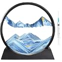 Moving Sand Art Picture Glass Liquid Painting 3D Natural Landscape showpieces for Home Decor Antique Gifts for Kids Office Desktop Decoration (7", Deep Sea)