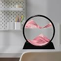 PRACHAND Moving Sand Art Picture Glass Liquid Painting 3D Natural Landscape showpieces for Home Decor Antique Gifts for Kids Office Desktop Decoration (7", Pink Venom)