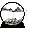 PRACHAND Moving Sand Art Picture Glass Liquid Painting 3D Natural Landscape showpieces for Home Decor Antique Gifts for Kids Office Desktop Decoration (12", Earth Gray)