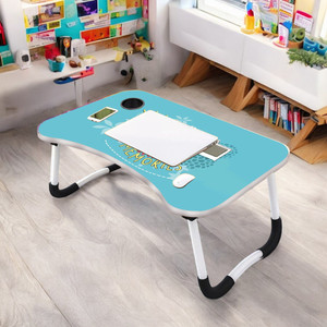 prachi study table for students study foldable table portable  lightweight wood portable laptop table finish color - sky blue 2 pre assembled