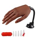 Practice Hand for Acrylic Nails with Stand Bracket, Silicone Fake Hands to Practice Fake Nails Mannequin Hand for Nails Practice and Nail Art Single Left Hand Color 5#