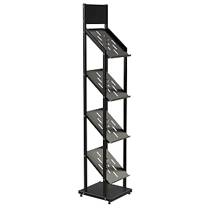pragati systems magazine holder stand cum magazine rack for office school library reception amp waiting areas  display stand for brochures pamphlets flyers catalogues 4-shelf x 1234 black