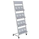 Pragati Systems® Magazine Holder Stand cum Brochure Rack for Office, School, Library, Reception & Waiting Areas | Magazine Stand for Brochures, Pamphlets, Flyers, Catalogues (4-Shelf x 18", Grey).