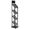 Pragati Systems® Magazine Holder Stand cum Magazine Rack for Office, School, Library, Reception &amp; Waiting Areas | Display Stand for Brochures, Pamphlets, Flyers, Catalogues (4-Shelf x 12", Black)