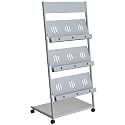Pragati Systems® Magazine Holder Stand cum Magazine Organizer for Office, School, Library, Reception &amp; Waiting Areas | Brochure Stand for Literatures, Pamphlets &amp; Catalogues (3-Shelf x 24", Grey)