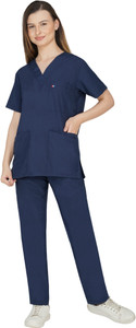 pragati trends women scrub suit-ideal for doctornursesdentisthealthcare professionals nb3xl gown hospital scrub navy blue xxxl