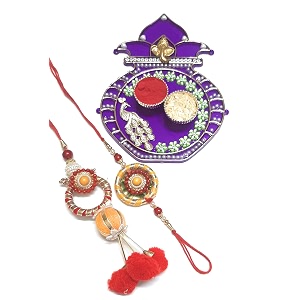 rakhi for brother and bhabhi sister in law combo setscouple rakhipair rakhibhaiya bhabhi rakhi with mini puja thalikumkum box and tilak rakshabandhan