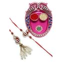 Rakhi for Brother and Bhabhi Sister in law Combo sets/Couple Rakhi/Pair Rakhi/Bhaiya Bhabhi Rakhi with Mini Puja thali/Kumkum box and Tilak Rakshabandhan
