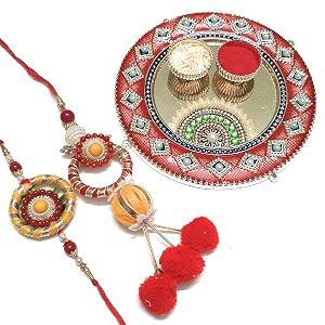 rakhi for brother and bhabhi sister in law combo setscouple rakhipair rakhibhaiya bhabhi rakhi with mini puja thalikumkum box and tilak rakshabandhan