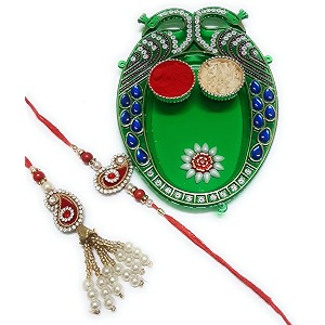 rakhi for brother and bhabhi sister in law combo setscouple rakhipair rakhibhaiya bhabhi rakhi with mini puja thalikumkum box and tilak rakshabandhan