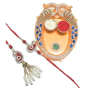 rakhi for brother and bhabhi sister in law combo setscouple rakhipair rakhibhaiya bhabhi rakhi with mini puja thalikumkum box and tilak rakshabandhan