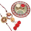Rakhi for Brother and Bhabhi Sister in law Combo sets/Couple Rakhi/Pair Rakhi/Bhaiya Bhabhi Rakhi with Mini Puja thali/Kumkum box and Tilak Rakshabandhan