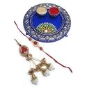 Rakhi for Brother and Bhabhi Sister in law Combo sets/Couple Rakhi/Pair Rakhi/Bhaiya Bhabhi Rakhi with Mini Puja thali/Kumkum box and Tilak Rakshabandhan (combo11)