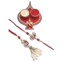 Rakhi for Brother and Bhabhi Sister in law Combo sets/Couple Rakhi/Pair Rakhi/Bhaiya Bhabhi Rakhi with Mini Puja thali/Kumkum box and Tilak Rakshabandhan