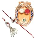Rakhi for Brother and Bhabhi Sister in law Combo sets/Couple Rakhi/Pair Rakhi/Bhaiya Bhabhi Rakhi with Mini Puja thali/Kumkum box and Tilak Rakshabandhan